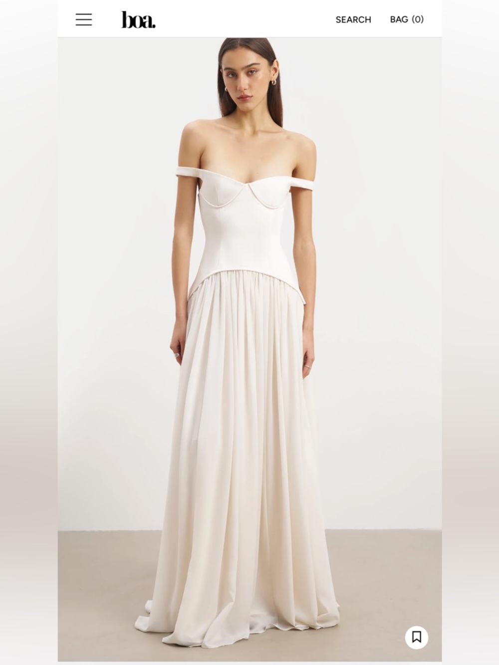 Boa Off-Shoulder Cream Wedding Gown